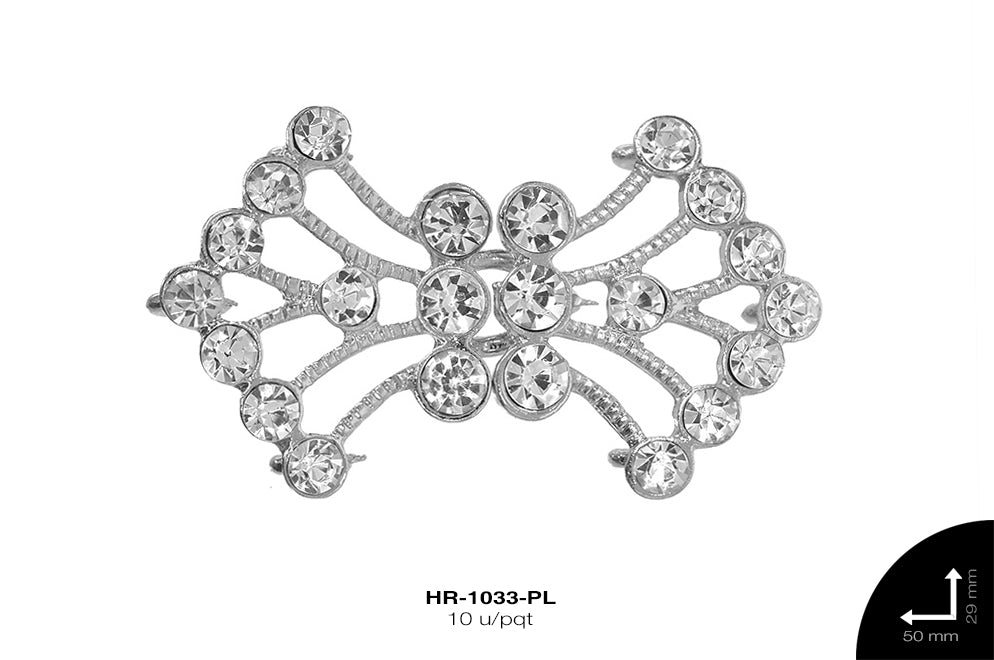 Herraje strass flor plata